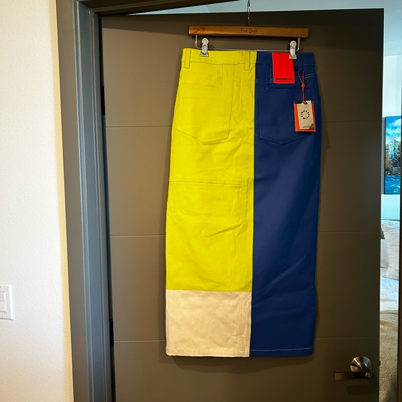 Long Colorblock Denim Slit Skirt - Simon Miller Simi Skirt Fred Segal - Picture 4 of 9